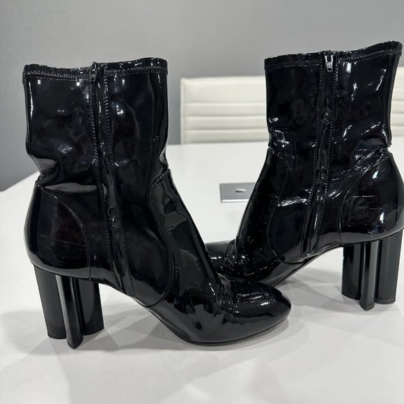 Louis Vuitton Boots Women Size 39 Black Patent Silhouette Ankle Booties Zip - Picture 8 of 16